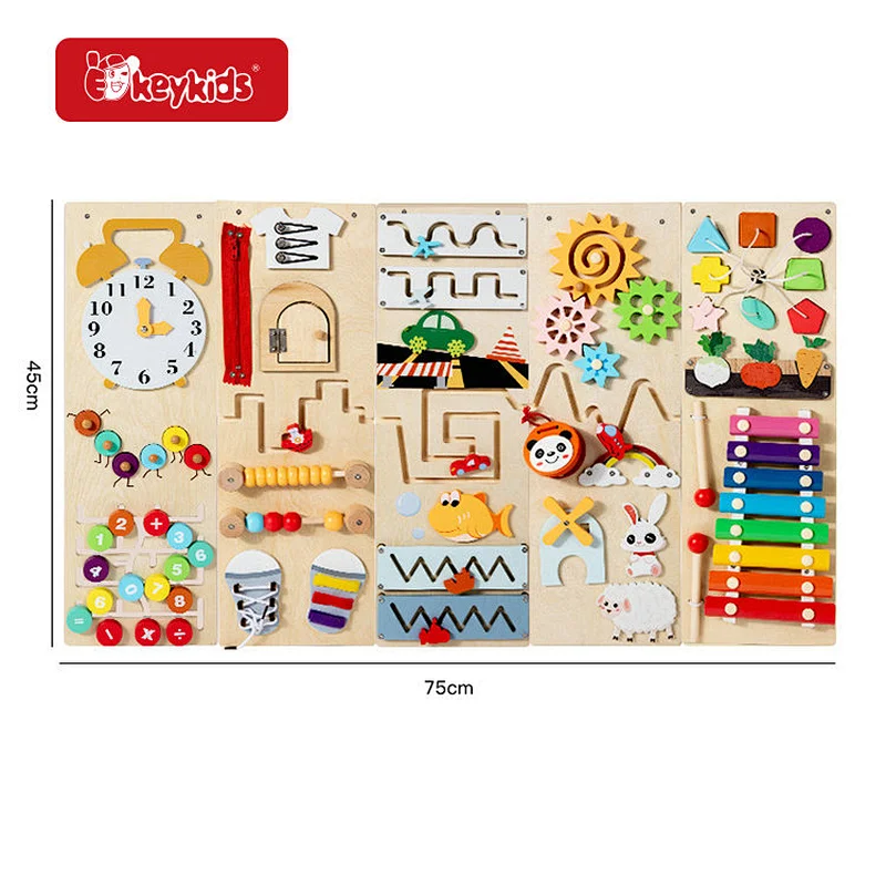 Wall-Mounted Sensory Busy Board - Multifunctional Educational Activity Panel for Toddler Early Learning & Development W12D742